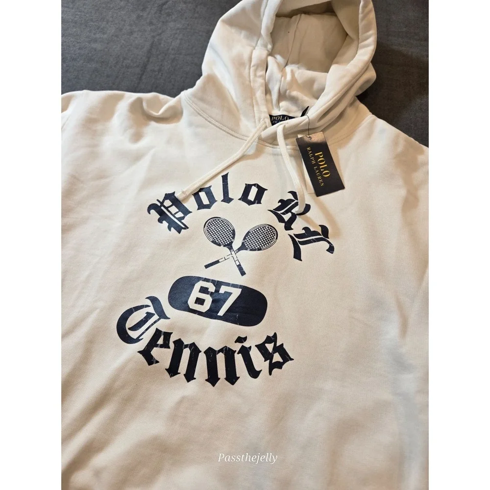 Polo Ralph Lauren Hoodie Mens Medium Tennis Club 67 Vintage Fit Fleece